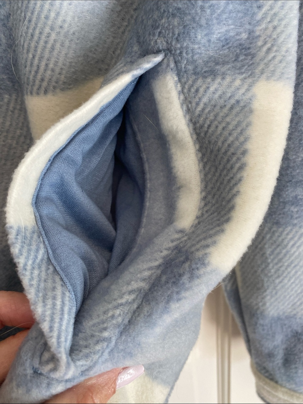 Sage Blue & White Plaid Sherpa-Lined Shirt Jacket - Picture 6 of 6